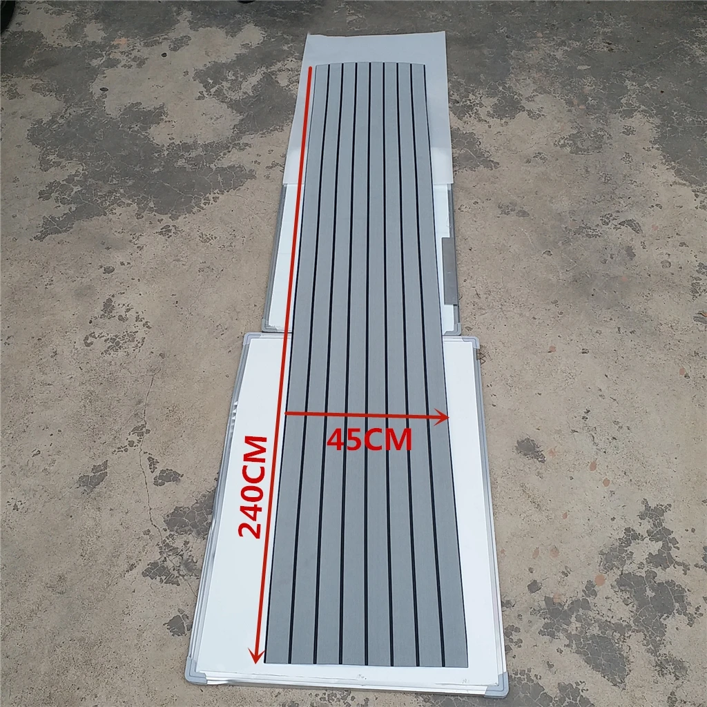 Self Adhesive EVA Boat Yacht Marine Flooring Faux Imitation Teak Decking Sheet Pad 450x2400x6mm Foam Floor Mat Light / Dark Gray