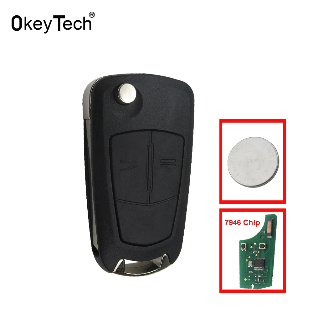 

OkeyTech For Opel Key 3 Button Flip Floding Remote Control Auto Car Key Fob Case 433MHZ For Opel Vectra C With PCF7946/7941 Chip