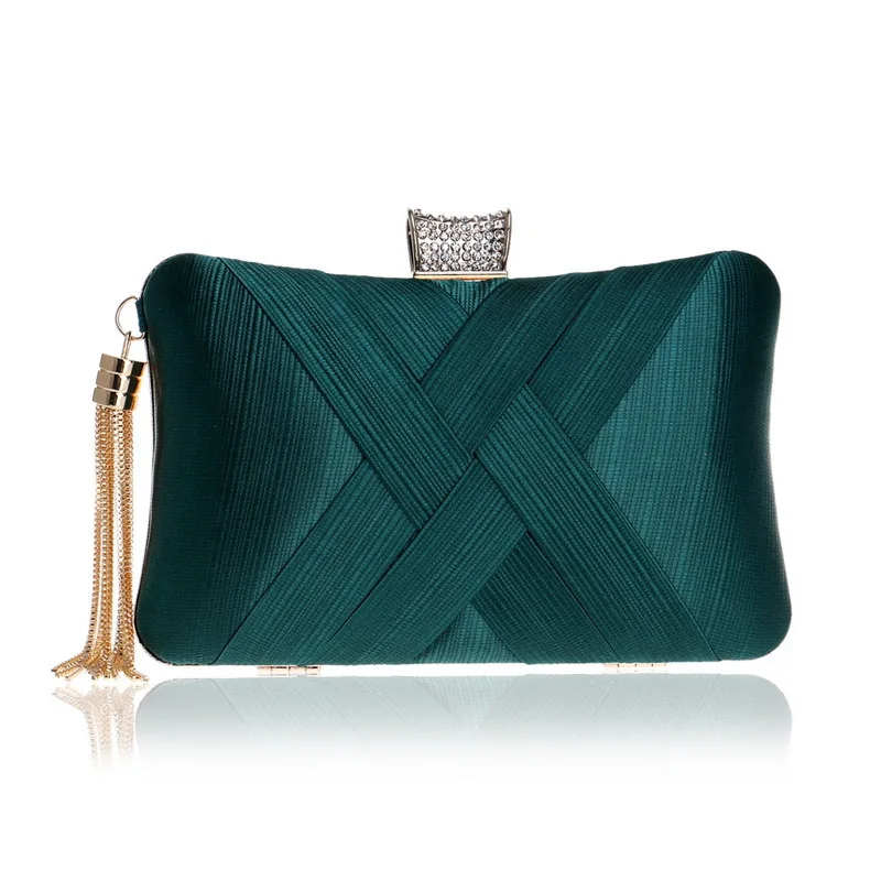 

New Luxury Women Clutch Bag Girl's Silk Wedding Handbag Clutch Tassel Purse Luxury Party Evening Bags Chains Soiree Pochette