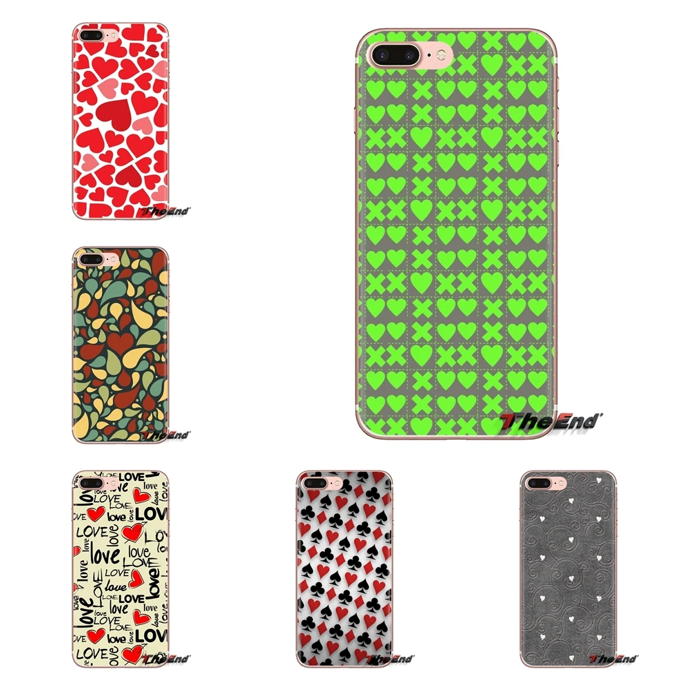 Transparent Soft Shell Covers Textures Art Heart For Sony Xperia Z Z1 Z2 Z3 Z5 compact M2 M4 M5 C4 E3 T3 XA Huawei Mate 7 8 Y3II |