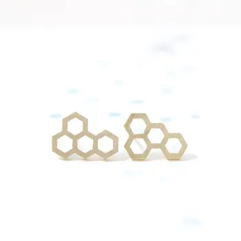 

Jisensp 10pcs/lot Fashion Hexagonal Shape Female Stud Earring Minimalist Women Jewelry Wholesale Girls Ear Stud E039