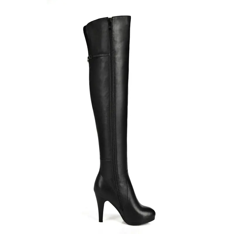 Women Over The Knee Boots Autumn Winter Warm Genuine Leather High Heels Shoes Woman Sexy Party Dancing Boots