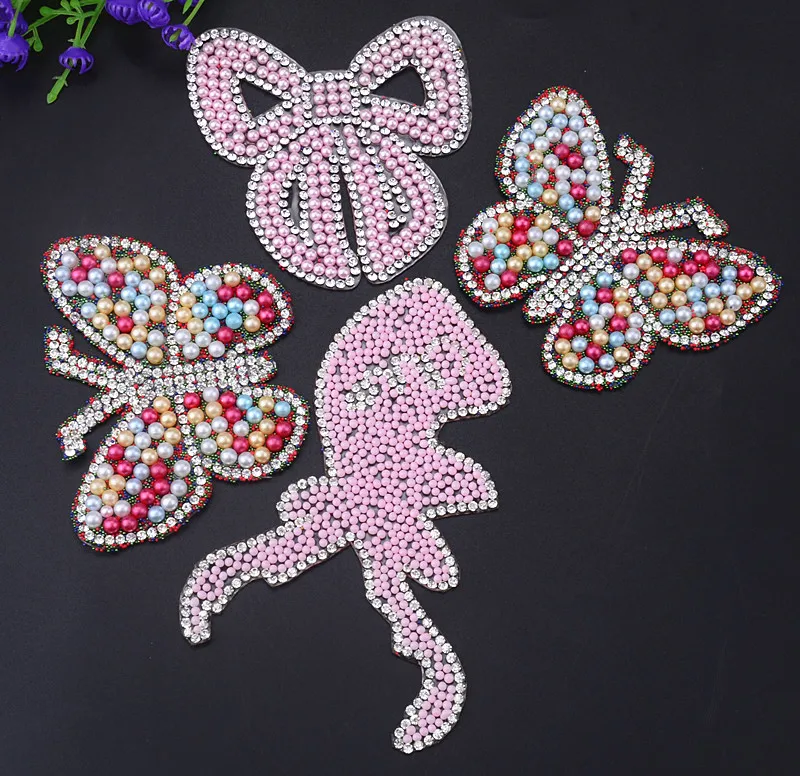 40 green butterfly shape sew-on glue-on flat back beads stones rhinestone