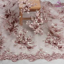 La Belleza дизайн кружева, темно-розовые 3D Цветы кружевная ткань, розовые 3D Цветы Кружевная Ткань вечернее платье кружевная ткань 1 ярд