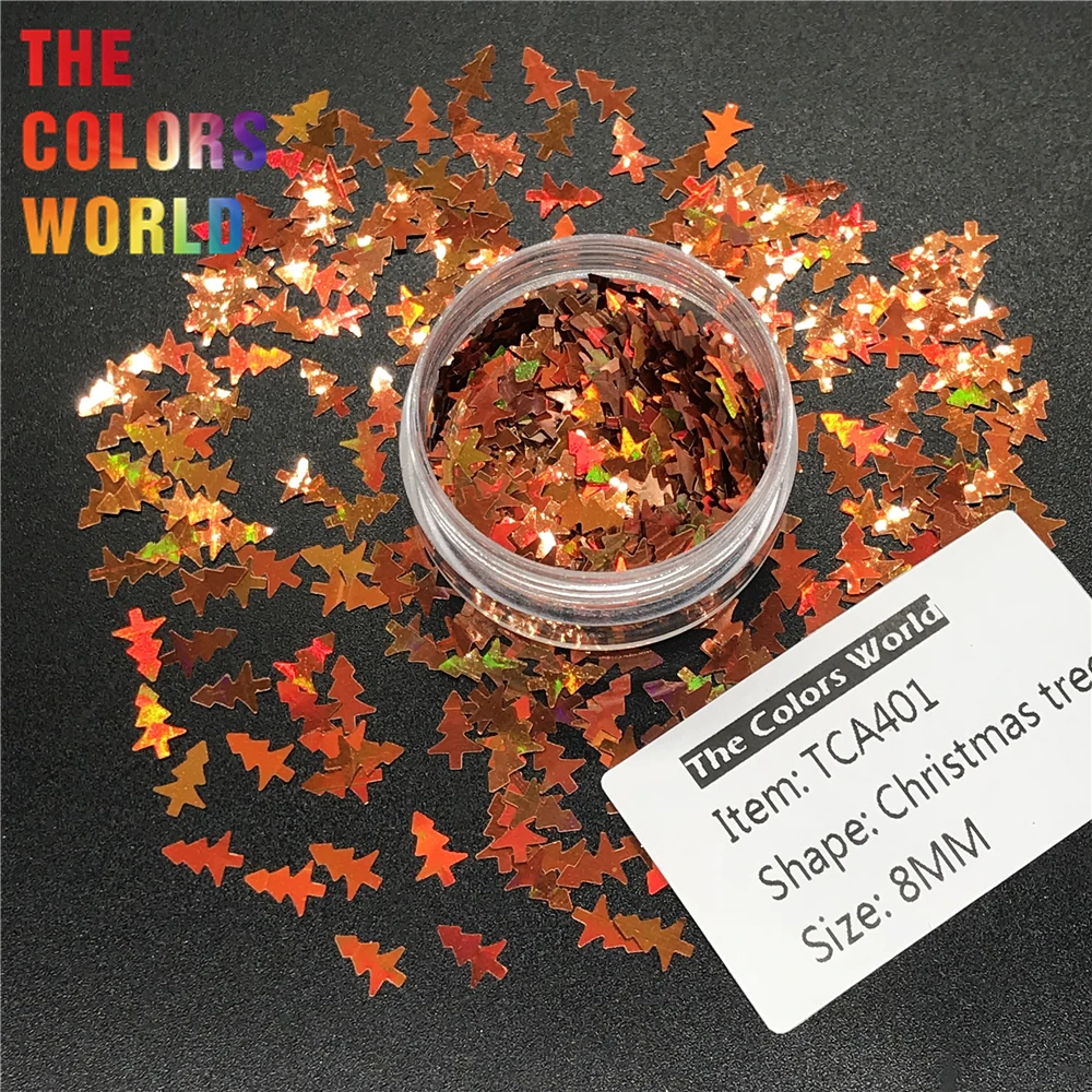 TCT-218 Holographic Color Christmas Tree 8MM NailGlitter Nail Art Decoration Nail Gel BodyGlitter Makeup Handwork DIY Decoration