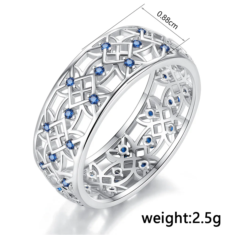 Ramos Cubic Zirconia Ring for Women Hollow Two-tone Ring White Gold Jewelry Fashion Popular Rhinestone Wedding Rings for Femal