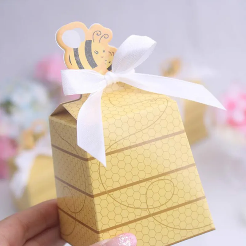 

12PC Cute AS Bee Little Bee Paper Candy Box for Baby Shower Birthday Favors and Gifts Kids Party Decorative Supplies