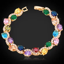 Pulseras Para Las Mujeres Niza Regalo de La Joyería AAA + Cubic Zirconia Oro Amarillo Plateó La Joyería Cristalina de la Pulsera H399