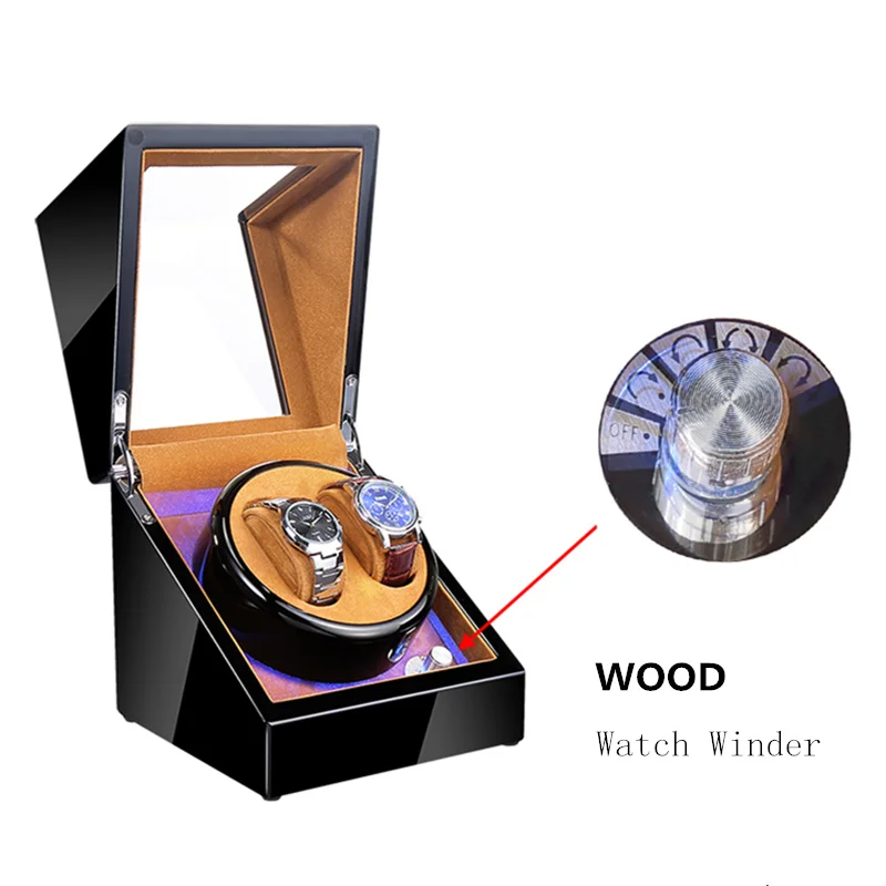 

New Wooden Watch Winder Black Automatic Self Watch Winders Quanlity Watch Storage Boxes Case Wood Mechanical Watch Gift Case