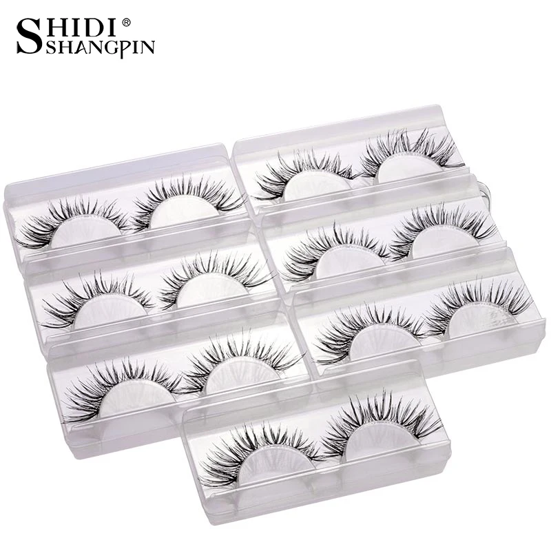 

7 Pairs False Eyelashes Natural Long Eyelash Extension Kit Makeup Fake Eyelashes Winged Fake Eye Lashes Wispies Lashes V02