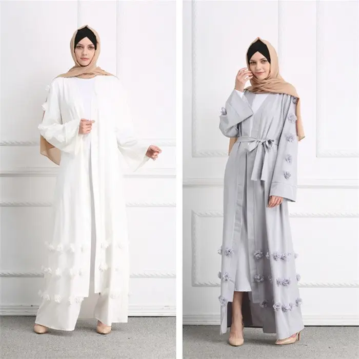 Elegant Abaya Women Robe Gowns Long Muslim Cardigan Femme Kaftan Dubai Islamic Hijab Dress Caftan Turkey Clothing Outwear Ladies