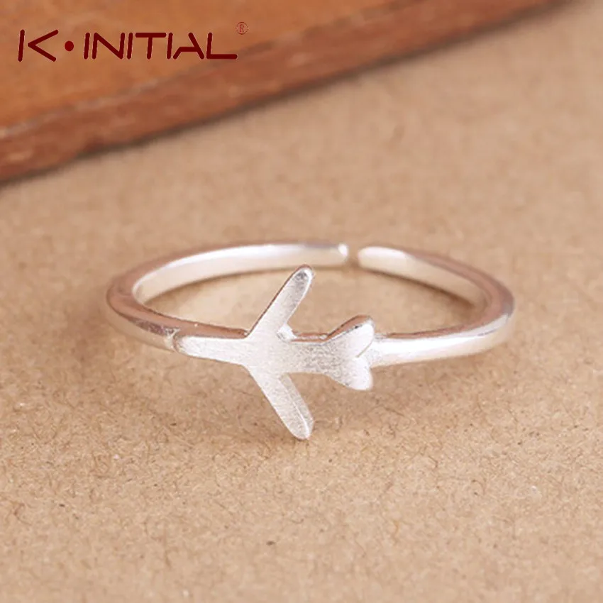 

Kinitial 1Pcs High 925 Sterling Silver Adjustable Matt Plane/Aircraft airplane Open Ring Fashion Jewelry For Party Birthday Gift