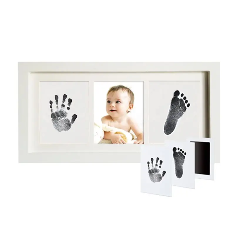 Pearhead Babyprints Newborn Baby Handprint and Footprint Photo Frame White