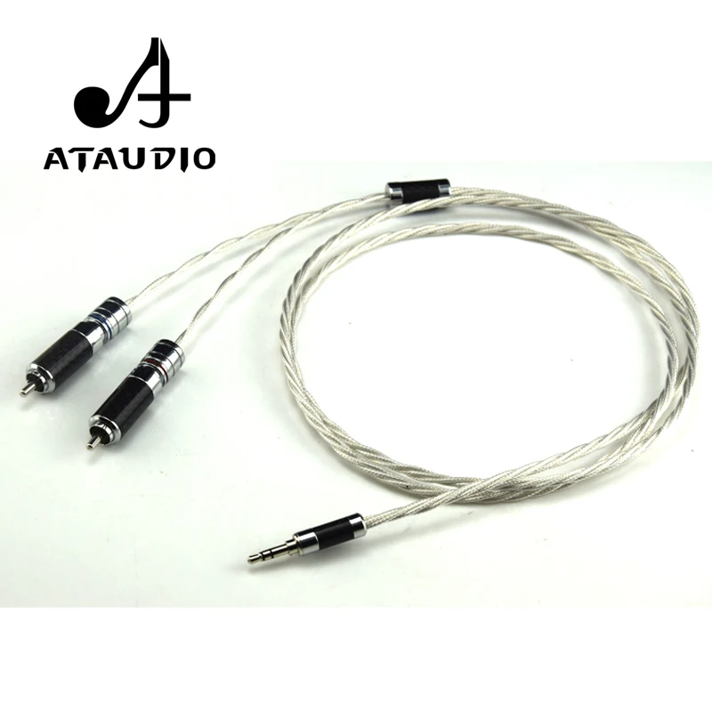 Кабель ATAUDIO Hi Fi с посеребренным разъемом 3 5 мм на 2RCA end Aux двойной RCA MP3/MP4