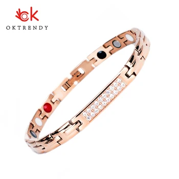 

Oktrendy Health Magnetic Bracelets for Women Rose Gold Color Bracelet Female Stainless Steel Chain Link Bracelets Bangles 034