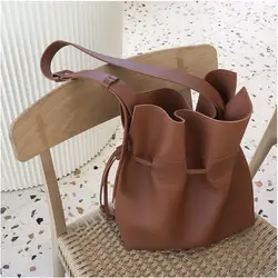 Женская сумка на плечо большой емкости корейский стиль Drawstring Bucket сумочка из искусственной кожи женские сумки через плечо 2019 Новый bolso