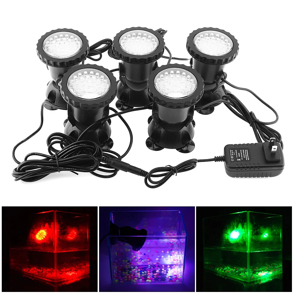 5pcs/lot 12V LED Underwater Spotlight Lamp Color Changing Waterproof Spot Light for Garden Fountain Fish Tank Pool Pond Lighting