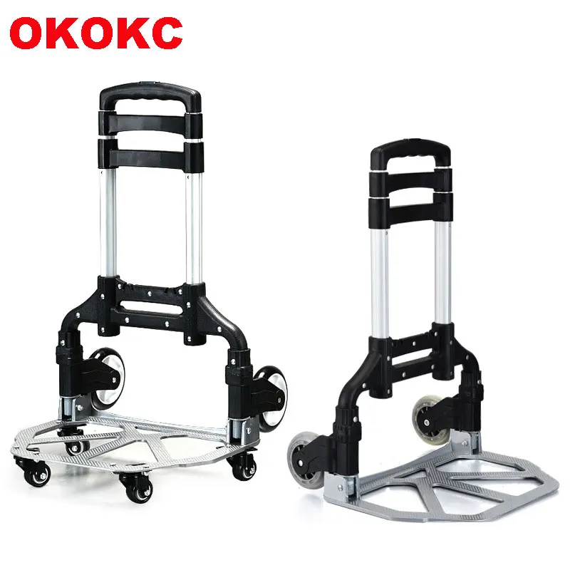 OKOKC Upgraded Version Portable Folding Shopping Cart Supermarket Trailer 4 Wheel Rolling Cart Travel Accessoires