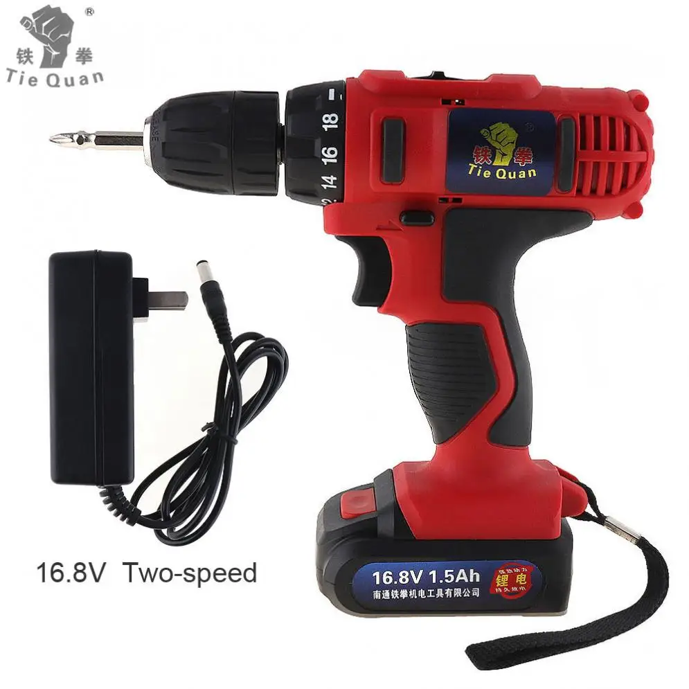

AC 100 - 240V Cordless 16.8V Electric Drill / Screwdriver with 18 Gear Torque for Handling Screws / Punching