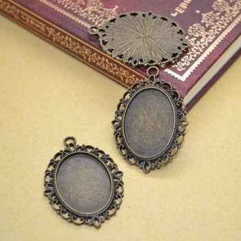 

6 pcs Metal Charms Antique Bronze metal oval Cabochon pendant DIY Jewelry findings handmade Supplies 14129