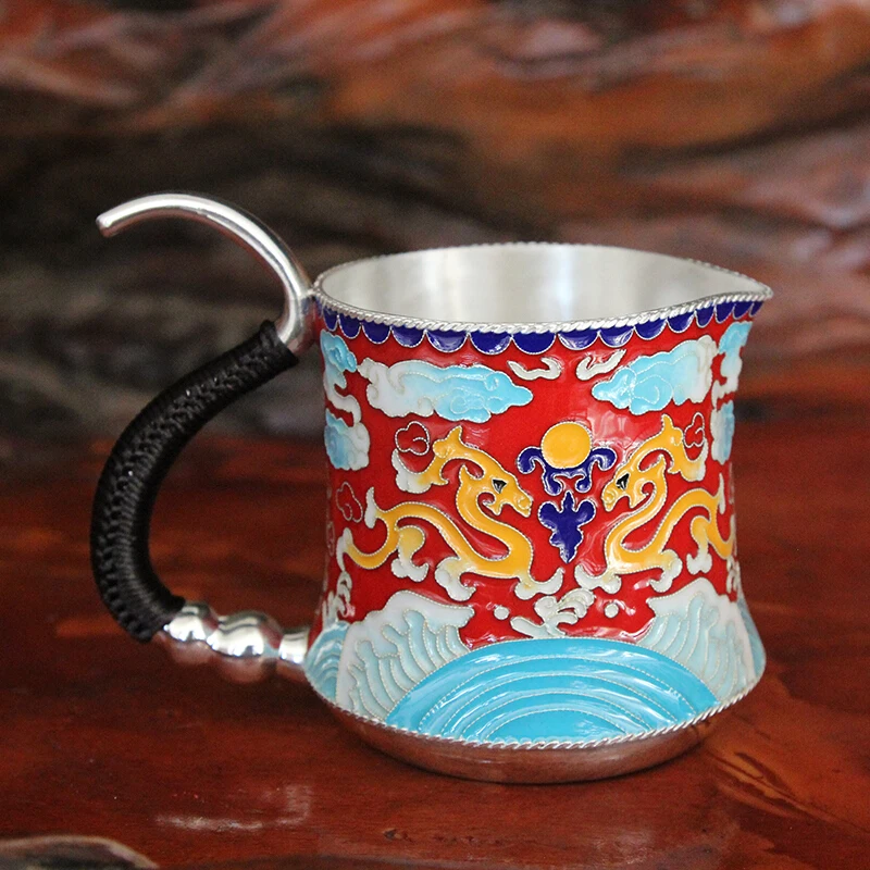  High grade 999Silver Products Cloisonne Hand made Tasting cup Kung Fu Teacup gift for family and fr - 1000007882818