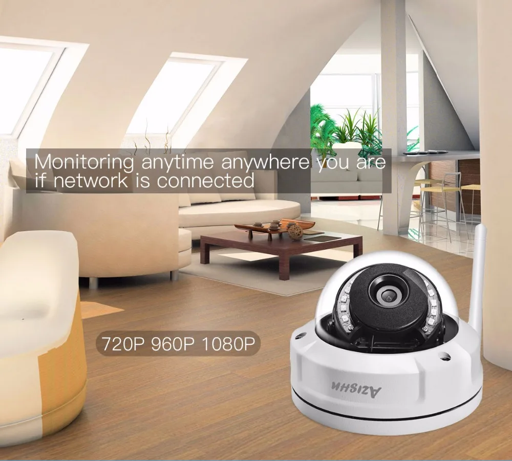 AZISHN wifi ip-камера 720 P 960 P 1080 P HD беспроводной Проводная система видеонаблюдения наружная Антивандальная купольная камера безопасности с SD