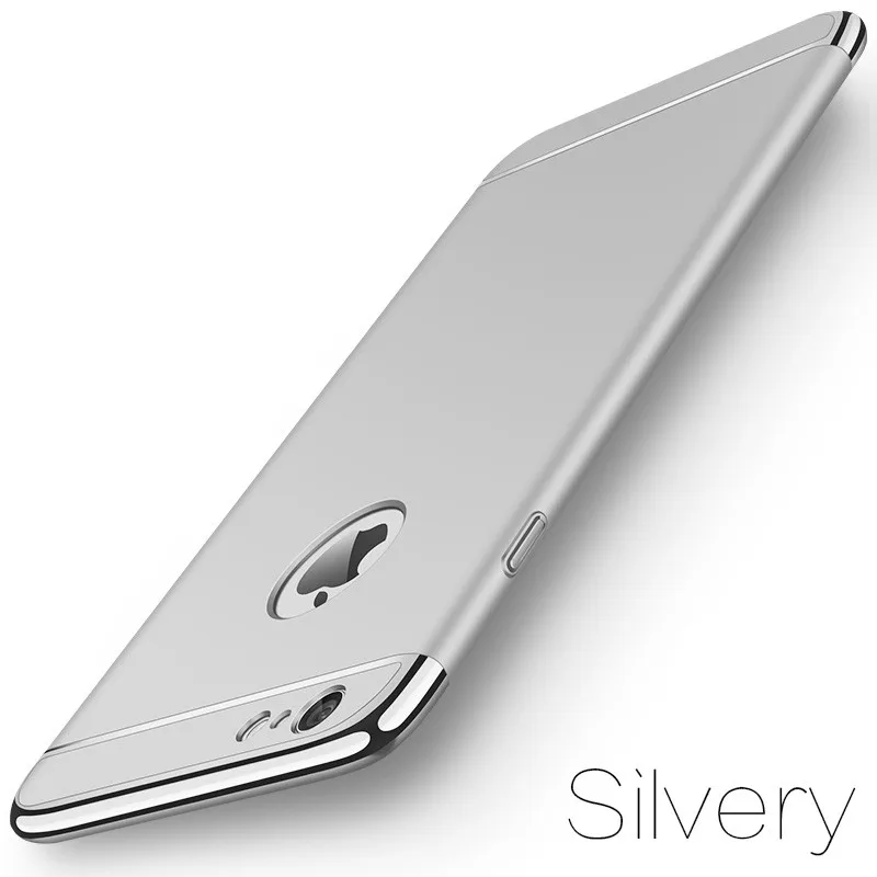 Dreamysow роскошный золотой Жесткий Чехол для Iphone X XS MAX XR 7 8 6 6S plus 5 5S SE задняя крышка Покрытие Съемный 3 в 1 Fundas чехол - Цвет: Серебристый