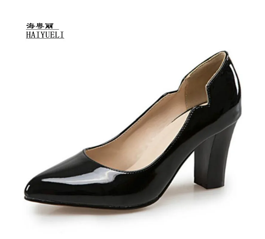 

Women Pumps Fashion Thick Heel Women's Shoes High-heeled Pointed Shoes Office Shoes Plus Size 34-47