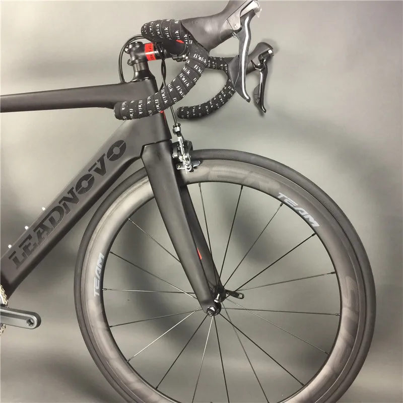 Leadnovo полный карбоновый шоссейный велосипед T800 Carbono Fibre Frameset черно красный цвет 3D