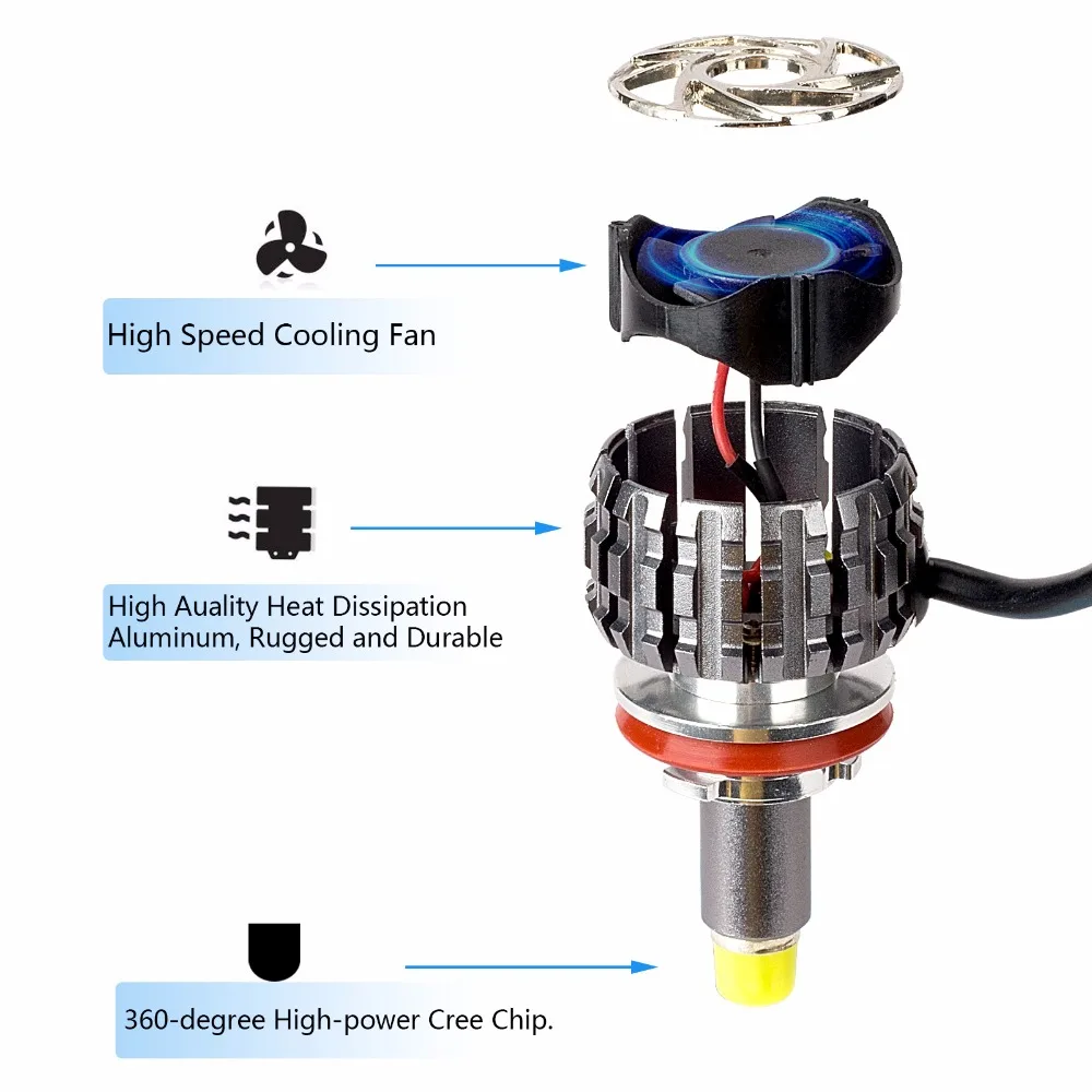 Привести светодиодный s H11 (H8, H9) Светодиодный фар лампы 360 градусов все-в-одном Conversion Kit, 60 W 6000lm 6000 k CREE светодиодный чипы