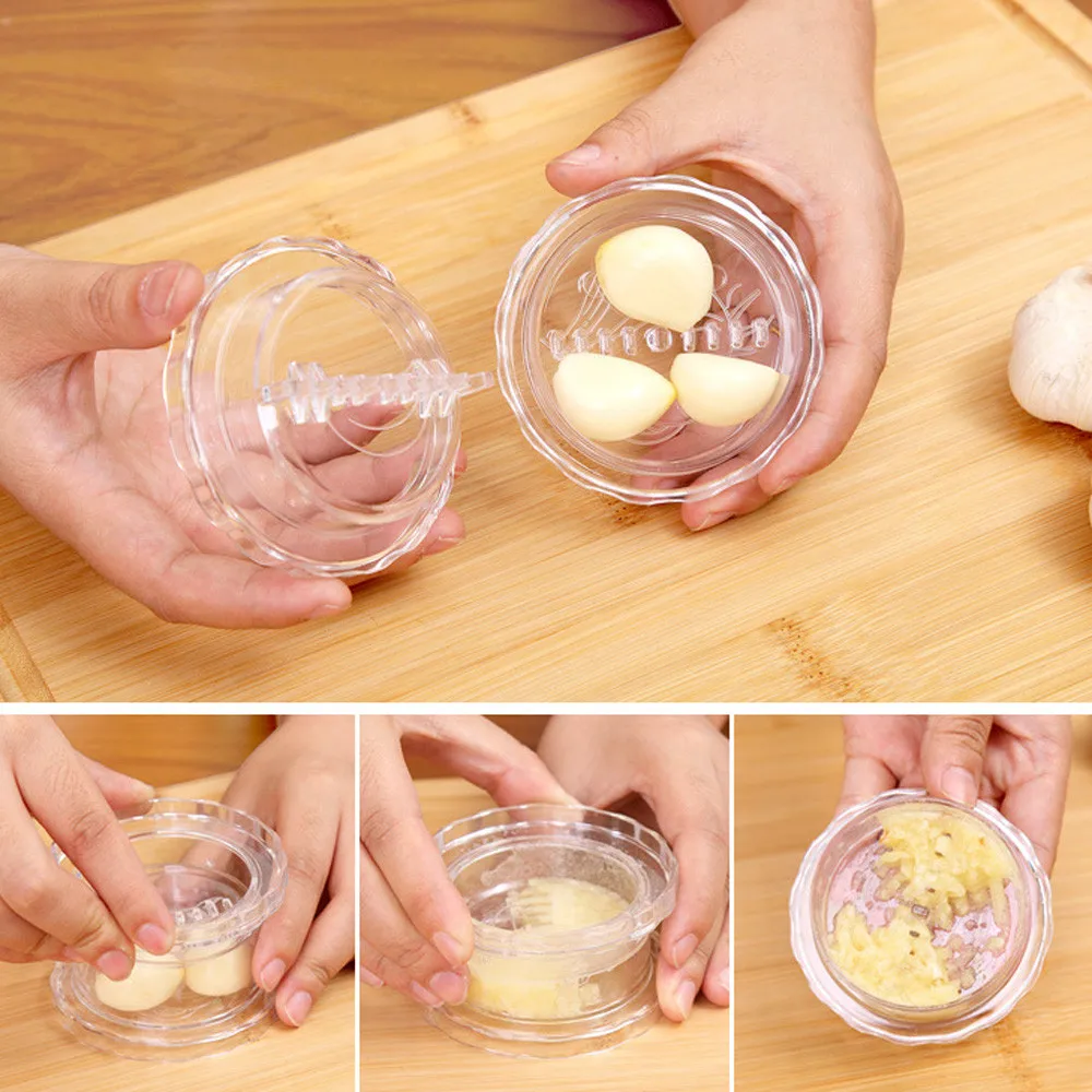 

1pc Garlic Crusher Grater Plastic Box 7.8X7.8X4.1cm easy to clean Non-toxic Peeler Mincer Press Kitchen practical garlic tool