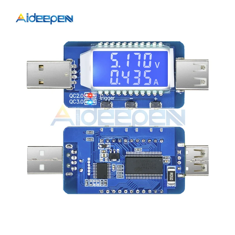 Цифровой USB детектор QC2.0 QC3.0 Электрический измеритель напряжения и тока с ЖК