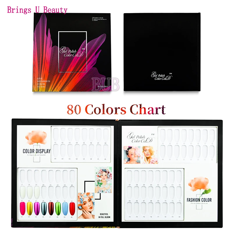 80 цветов, простой дизайн, профессиональный Гель-лак для ногтей, УФ-гель, пудра, цветной дисплей, карта, книга, диаграмма для салонов, необходимая