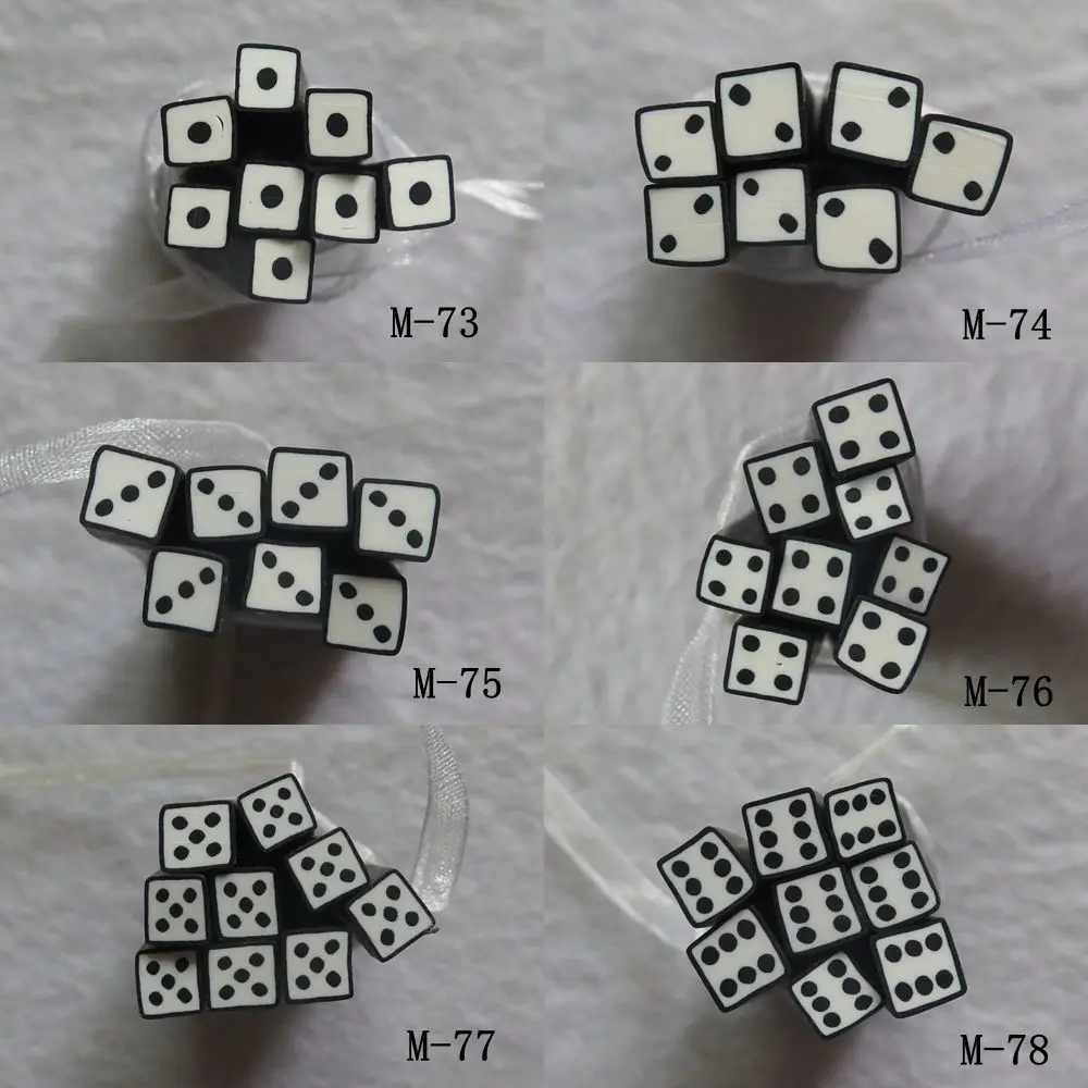 

5pcs/lot 5mm*5CM Polymer Clay Cane Fancy Dice Number 1 to 6 Square Dice