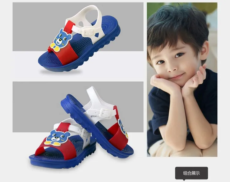 Летняя детская пляжная обувь бантом сандалии без шнуровки Корейский мультфильм девочек летние сандалии