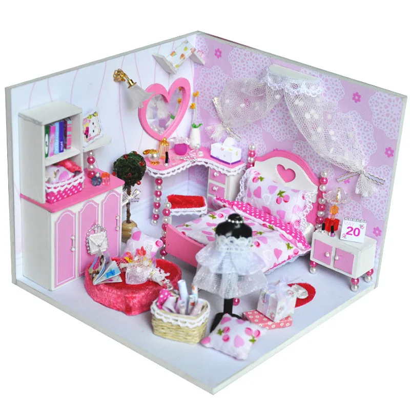 

Cute Families House Diy Dollhouse Sweetheart Sream Assembling House 3D Wood Puzzles Toys For Girls Juguetes Brinquedos