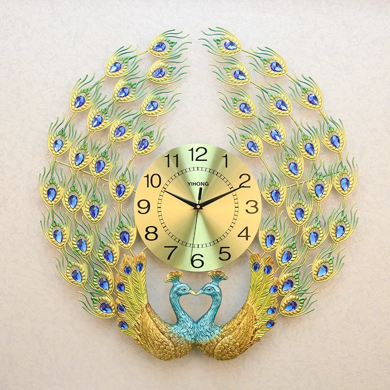 Peafowl часы Европа Мода креативность настенные часы подвесные украшения 20 дюймов Высокое качество железные цифровые настенные часы современный дизайн - Цвет: A