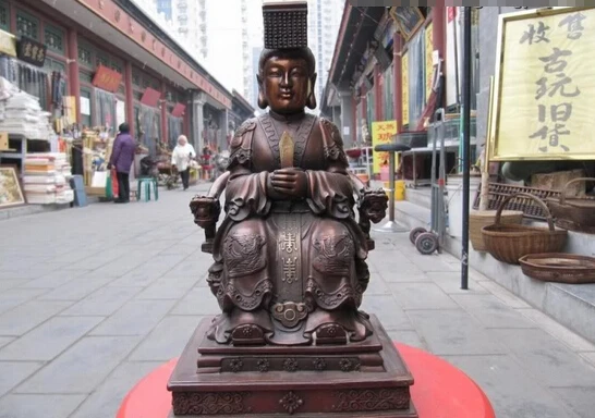 

Collectible bronze lion statue S0181 China Red Bronze exquisite craftwork famous phoenix kaiserin empress statuary B0403