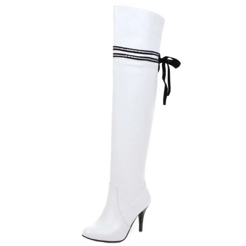 SJJH Women Over-the-Knee Boots with Round Toe Stiletto Plush Bowtie Long Riding Boot Fashion Elegant Party Shoes Large Size Q106 SJJH Women Over-the-Knee Boots with Round Toe Stiletto Plush Bowtie Long Riding Boot Fashion Elegant Party Shoes Large Size Q106