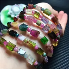 Природный красочный Турмалин Crystal Clear Бусины Для женщин браслет aaa один
