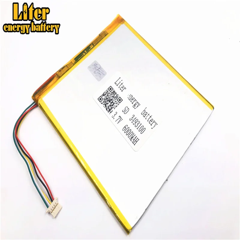 1 0 мм 5pin разъем 3 7 В 3493100 3595100 6000 мАч аккумуляторная lipo батарея литий ионный