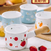 Мини бытовой небольшой молочный горшок электромагнитная печь эмалированный фарфор ковш горячего молока для супа риса лапши чайник с одной ручкой