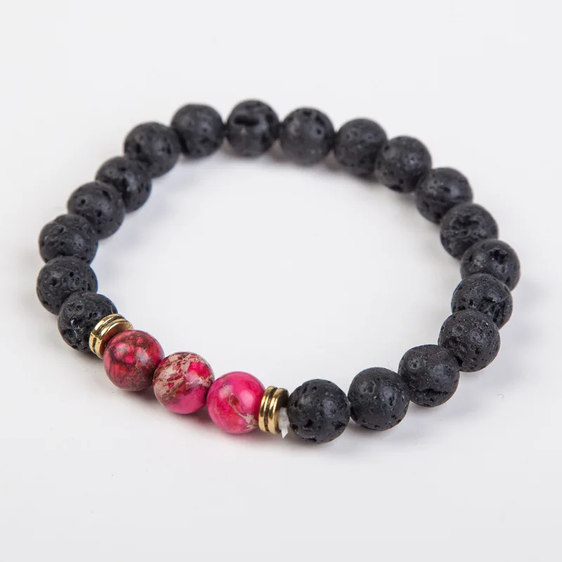 

2019 Mdiger Natural Stone Men Bracelets Volcanic Matte Bracelet Femme Handmade Beads Bracelets Bangles High Quality Jewelry Gift