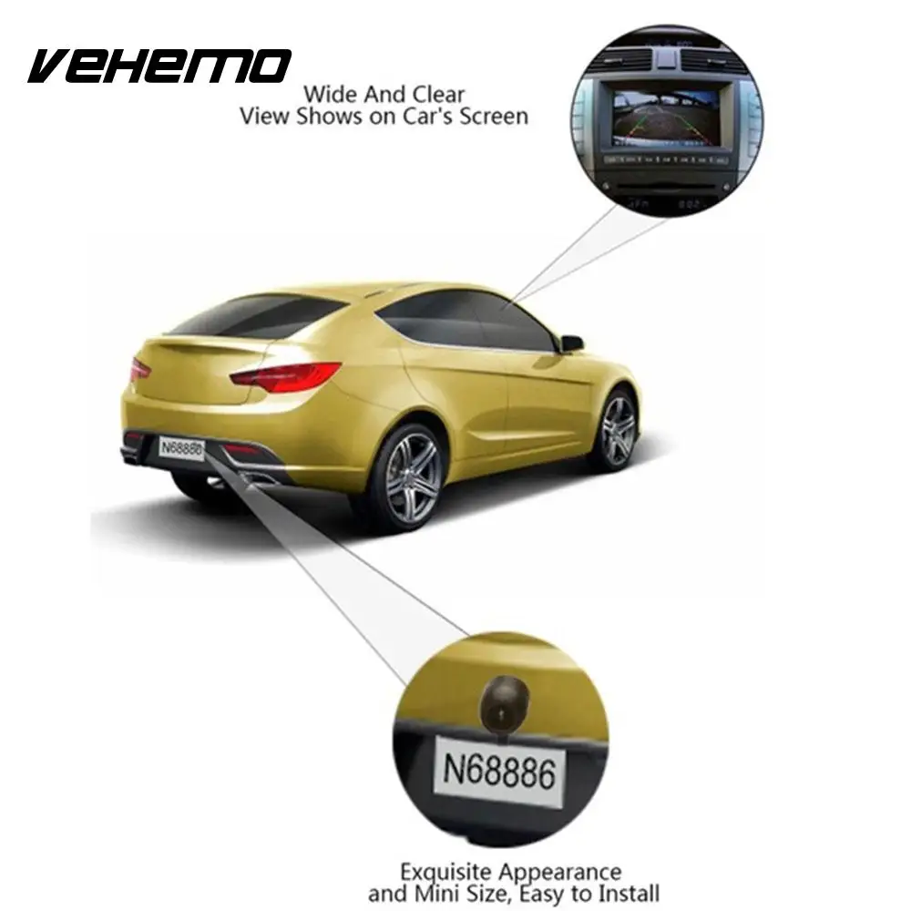 Vehemo 720 P IP67 заднего вида Камера парковка Камера заднего сзади автомобиля Камера широкоформатный монитор универсальный Просмотр