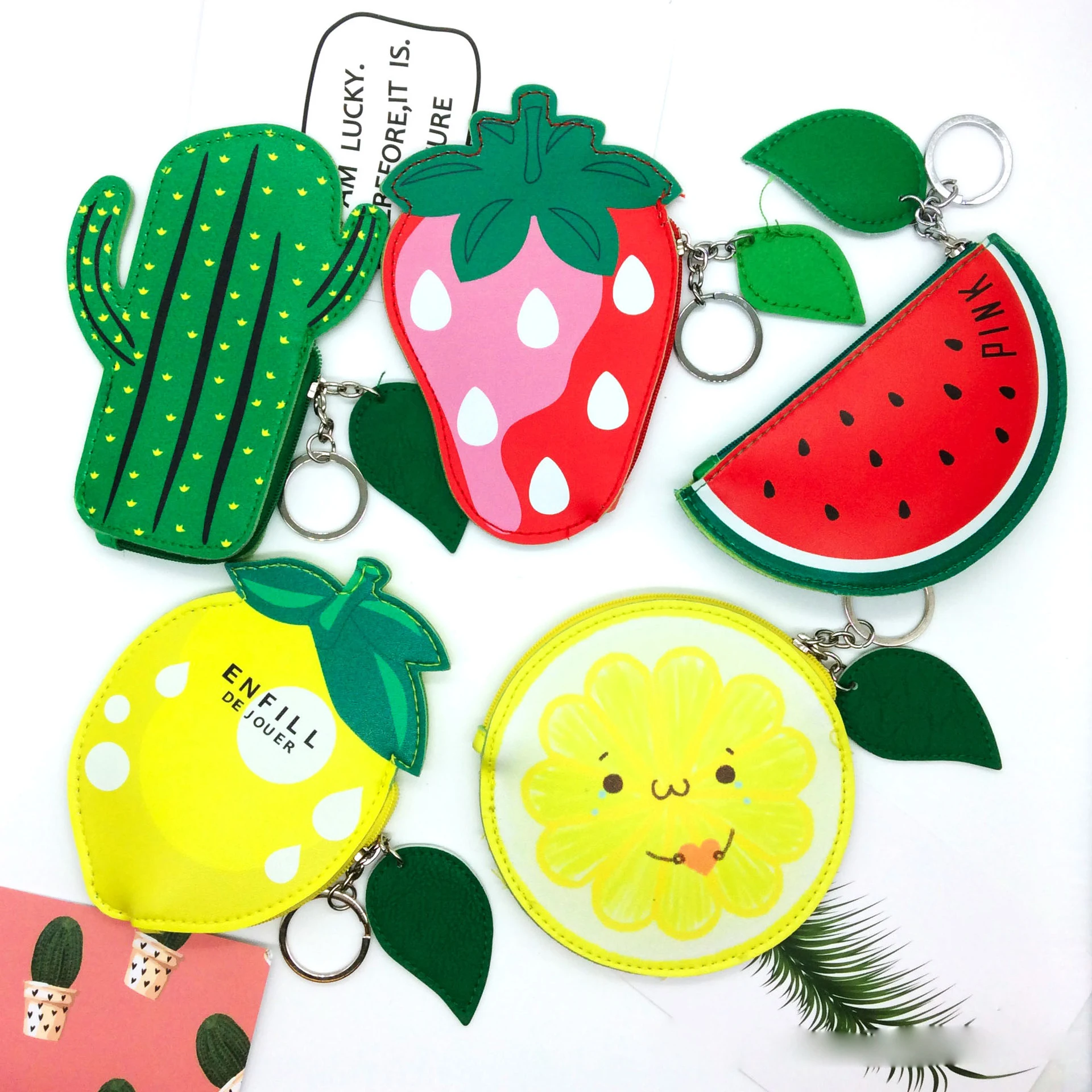 mix color 6pcs 6 шт., мультяшный мини кошелек для монет, женский, детский, фруктовый, маленький, нулевой кошелек, сумка на молнии, Kawaii, для девочек, для денег, держатель для карт, кошельки, сменный подарок - Цвет: mix color 6pcs