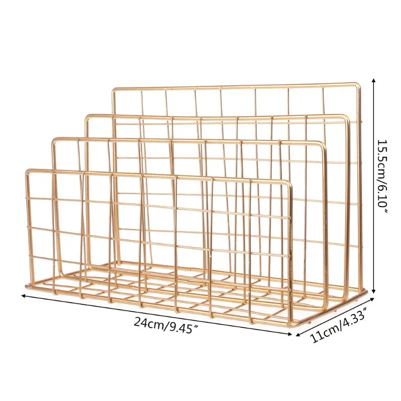 Сетка кованого железа настольная подставка для хранения книжная полка блок держателей для папок Органайзер держатель