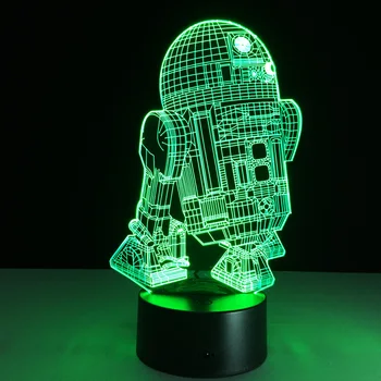

Star war R2 robot 3D toy lamp 7 color changing visual illusion LED light Star war toy action figure birthday gift novelty toy