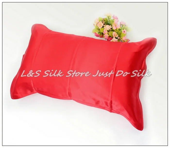 Free shipping 100 silk pillowcase 2 sides silk pillow case cover envelope back dyed sham pale