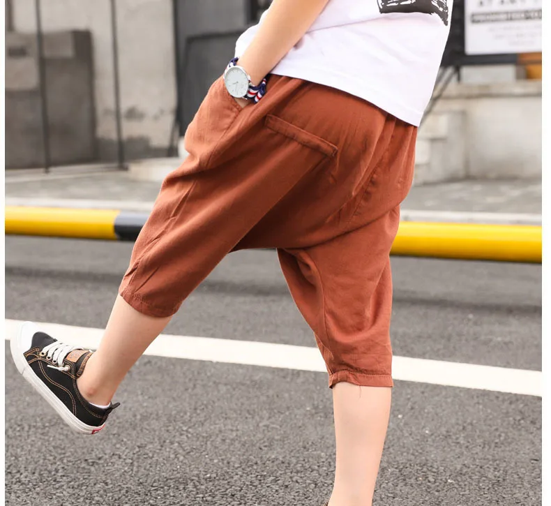 new 2018 summer kids harm pants for boys solid loose knee length trousers children mid waist bottoms clothing boys harem pants clothes 5 6 7 8 9 10 11 12 13 14 15 years little big teenage boys sports pants kids bottoms clothes (7)