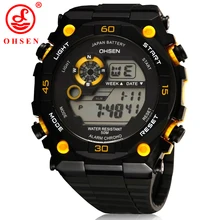 OHSEN мужские/мальчики спортивные часы мужские часы цифровые часы 7 многоцветный светодиодный свет многофункциональные 50 м водонепроницаемые военные наручные часы